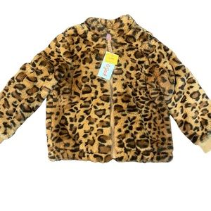 NWT Cat & Jack Leopard Print Faux Fur Jacket